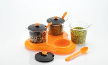 Load image into Gallery viewer, 609 Multipurpose Dining Set Jar and tray holder, Chutneys/Pickles/Spices Jar - 3pc