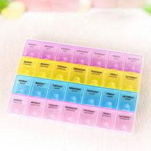 Load image into Gallery viewer, 383 Pill Case- 4 Row 28 Squares Weekly 7 Days Tablet Box Holder Medicine Storage Organizer Container
