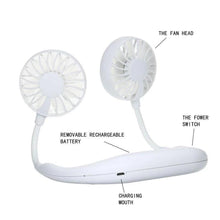 Load image into Gallery viewer, 875 Portable USB Battery Rechargeable Mini Fan - Headphone Design Wearable Neckband Fan
