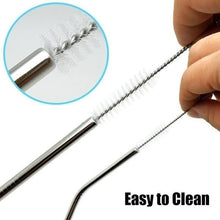 Load image into Gallery viewer, 579 Set of 4 Stainless Steel Straws &amp; Brush (2 Straight straws, 2 Bent straws, 1 Brush)
