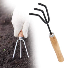 Load image into Gallery viewer, Your Brand Gardening Tools - Flover Cutter &amp; Garden Tool Wooden Handle (3pcs-Hand Cultivator, Small Trowel, Garden Fork)
