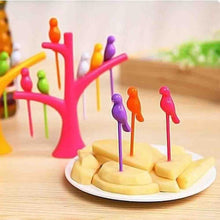 Load image into Gallery viewer, Your Brand Fancy Bird Table Fork with Stand for Eating Fruits - Pack of 6
